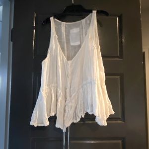 Cream blouse with snaps and tie